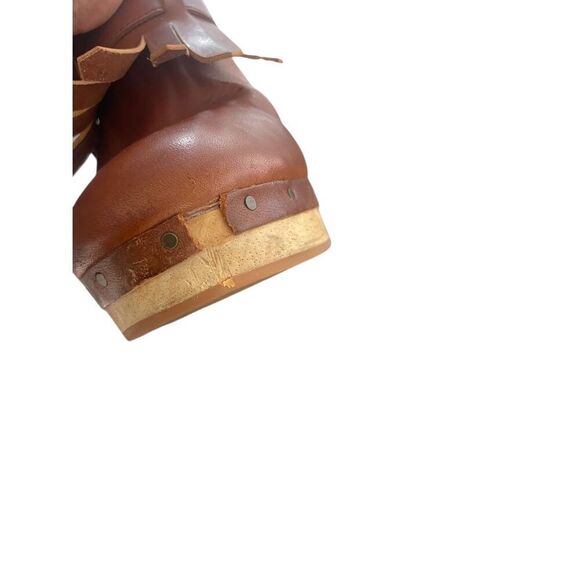 Madewell Kitlie Fringe Wood Heel Clogs Wedge Brown Size 10 - Picture 5 of 14